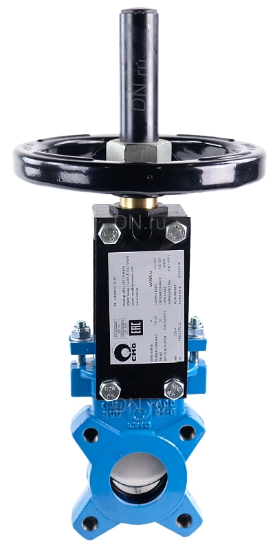 Задвижка шиберная ножевая CMO AB-01-HW(N)-E Ду150 Ру8 межфланцевая, клин - однодисковый, корпус - чугун, уплотнение - EPDM, со штурвалом